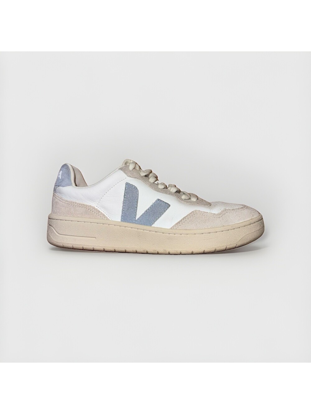 Veja V 90 Leather Suede White Light Grey Sneakers Women’s 8 EU 39 Casual Shoes